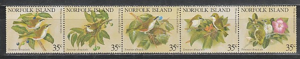 Норфолк 1981, Птицы, 5 марок сцепка